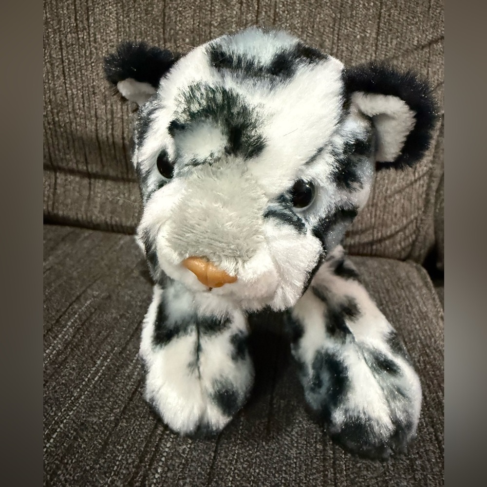 Aurora Black and White Plush Leopard - Picture 1 of 6